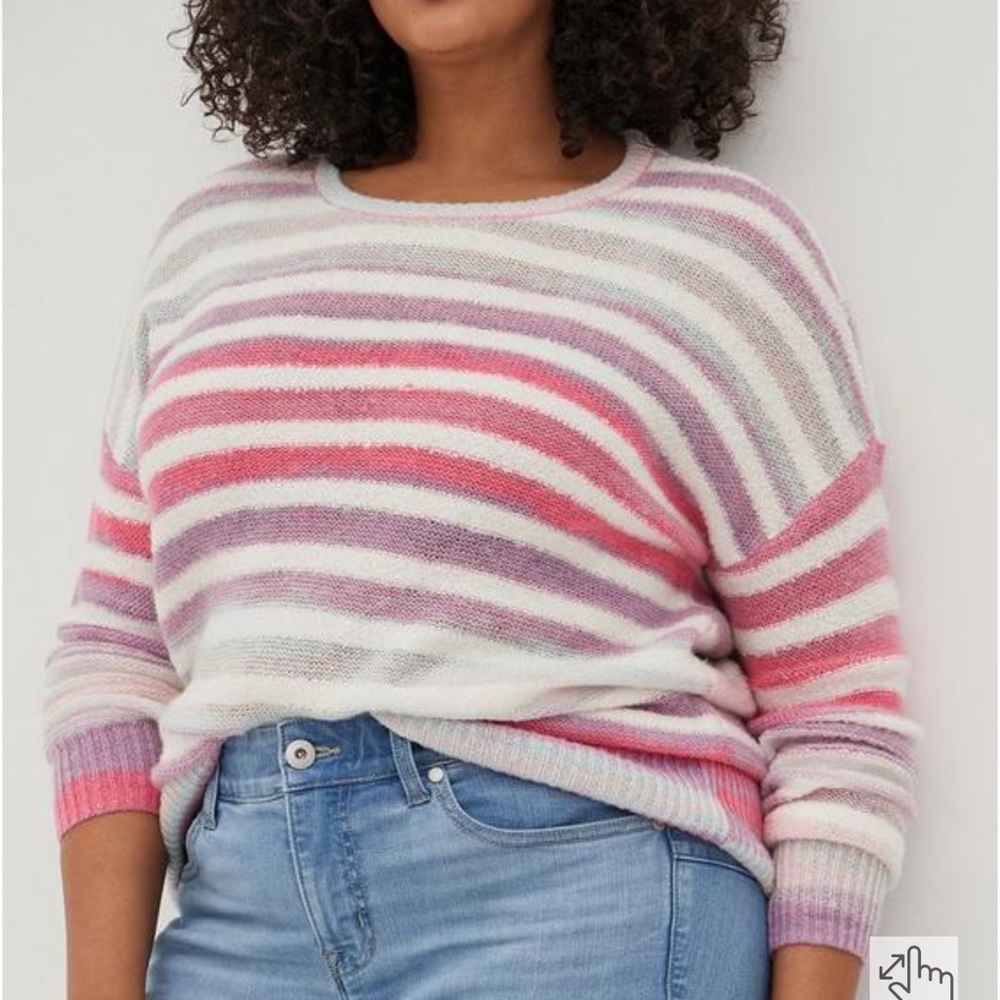 Torrid Multicolor Stripe Pullover Drop Shoulder S… - image 1